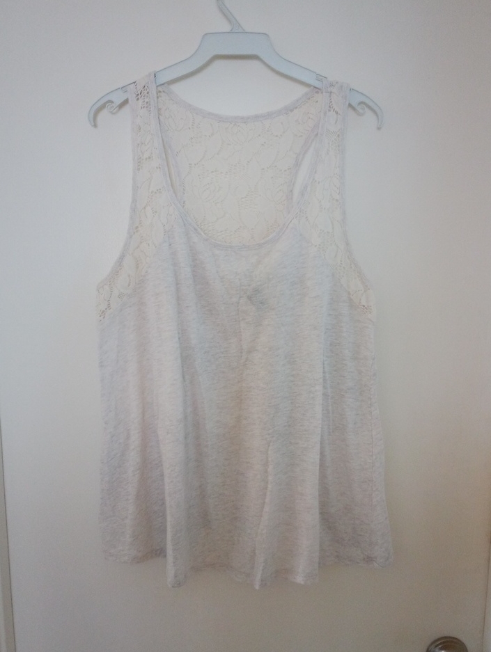 Torrid Whitish Gray Lace Back Tank